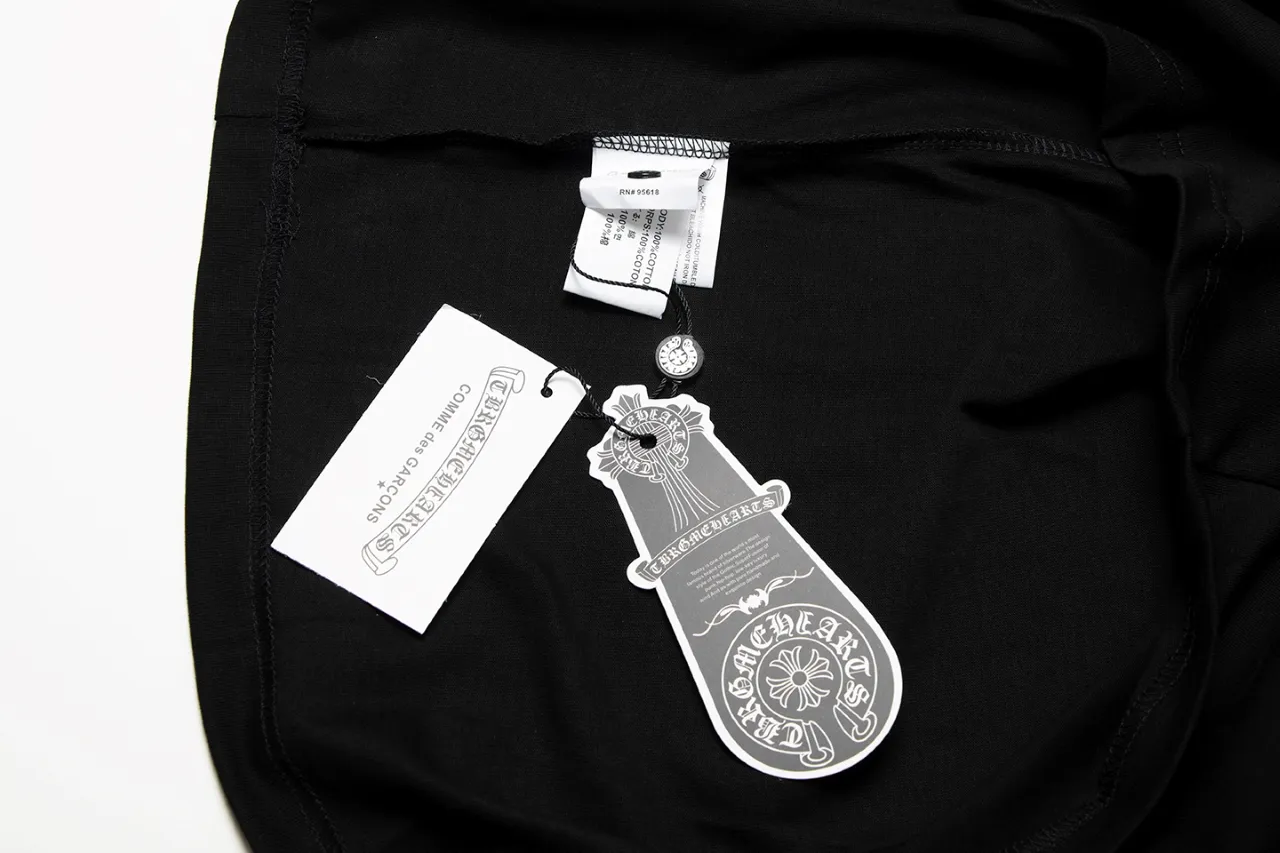 P150 Chrome Hearts Chrome Hearts Sanskrit Horseshoe Cross Short Sleeve Size: SMLXL Color: Black Apricot